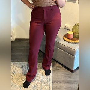 EXPRESS | Columnist High Waist Bootcut Pants Maroon Burgundy Office Slacks